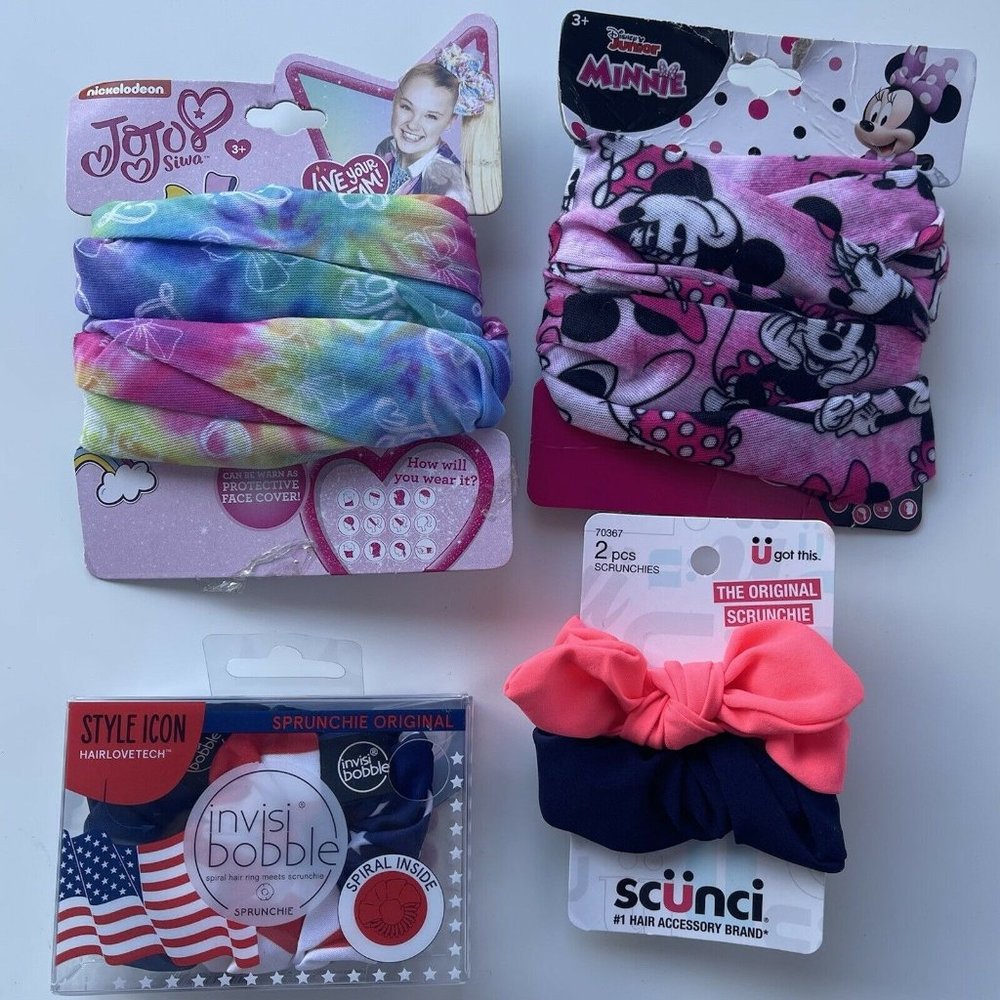 Colorful hair Lot Jojo Siwa HEAD WRAP, MINNIE MOUSE Headband & SCUNCI BUNDLE 7